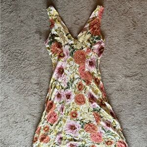 Anthropologie Backless Floral Dress - Pink and Green